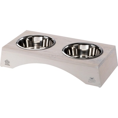 Ferplast dvojitá misa Legno z dreva 2 x 1,2 l d 49,5 x š 23 x v 9,6 cm