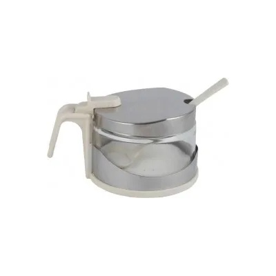 Horecano Стъклена захарница 200мл бяла - хром (409w) (010660)