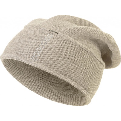 Biju dámská zimní čepice Wrobi D18 s kamínky ve tvaru kruhů béžové 7100402-9
