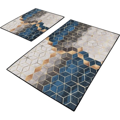 Mila Home Синьо-сиви килимчета за баня в комплект от 2 броя 60x100 cm Optic - Mila Home (HKG-NEWBNY-123MAVI)