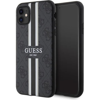 GUESS Кейс Guess GUHMN61P4RPSK за iPhone 11 / Xr, черен / черен, твърд, 4G Printed Stripes MagSafe (GUE002826-0)