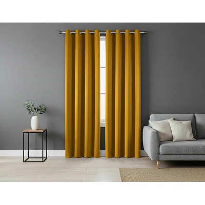 Zatemňovací závěs s kroužky "BLACKOUT" SIERRA 135x250 mustard/hořčicová (cena za 1 kus) Mybesthome