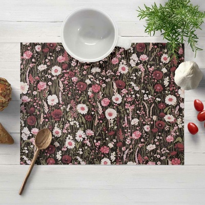 Biante bavlna prostírání Sandra SA-740 Luční kvítí na temně hnědém 35x45 cm