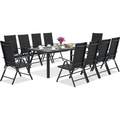 Garden Point Градинска мебел от алуминиева дървесина с голяма маса Verona за 10 души Garden Point black (GAP1199SD-10)