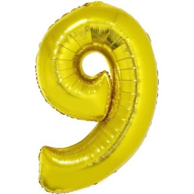 Foliový balónek číslo 9 zlatý 102 cm