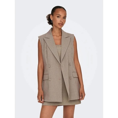 ONLY Елек Only Molly waistcoat - Beige (Pumice Stone / Checks Mix)