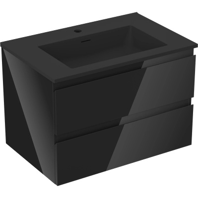 Mexen Orio шкаф за баня 70 см с мивка Otis, 2 чекмеджета, черен гланц/черен мат - 91A10-07047-2-BFF70-W18M71 (91A10-07047-2-BFF70-W18M71)
