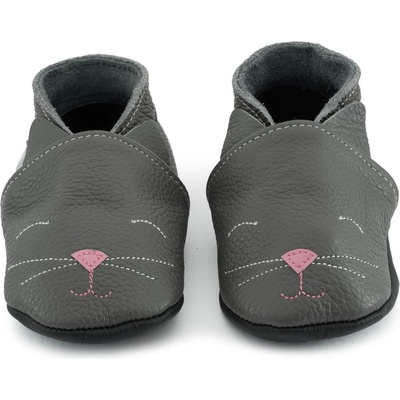 Ebooba Kožené capáčky s koženou podrážkou kočička – Zboží Dáma