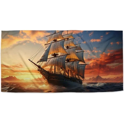 Sablio Uterák Plachetnica vo vlnách pri východe slnka 30 x 50 cm