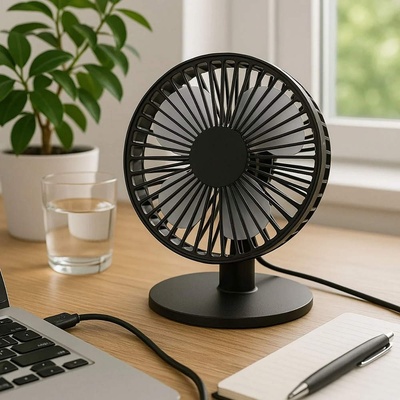 Настолен вентилатор с масивна стоманена основа