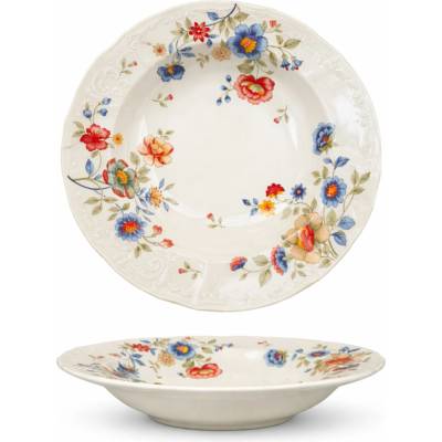 Thun 1794 Bernadotte talíř hluboký ivory barevné květy 230 mm