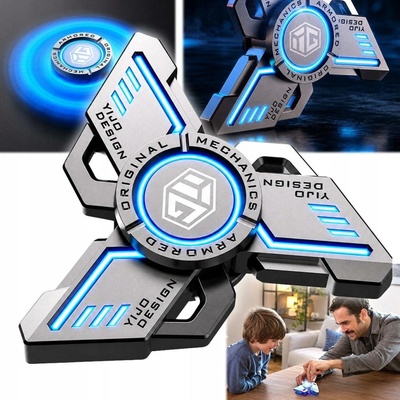 Podsvícený antistresový spinner modrý nerezová ocel