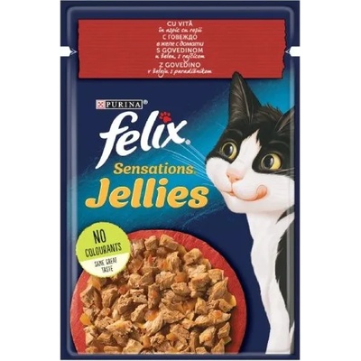Nestle Храна за Котки Пауч Говеждо в Желе с Домати Felix Sensations Jellies 85 г