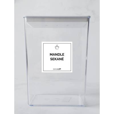 DomaLEP MANDLE SEKANÉ bílá samolepka na dózu tučné písmo 5 x 5 cm