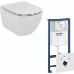 GROHE Комплект тоалетна чиния Ideal Standard Tesi AquaBlade с капак с плавно затваряне и казанче Grohe с клапа Nova Cosmopolitan (T352701+T007901+38813001)