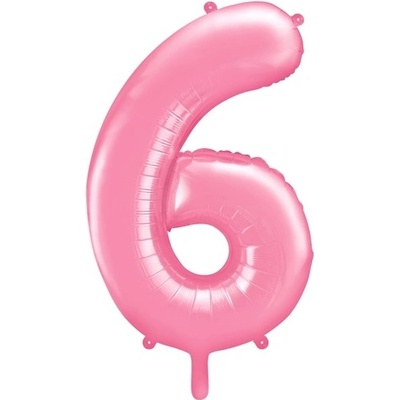 PartyDeco Fóliové číslo 6 růžové 86 cm