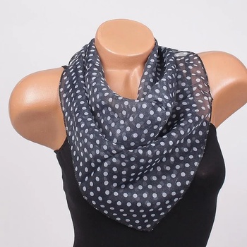 Image 1 of Дамско фишу в черно с бели точки