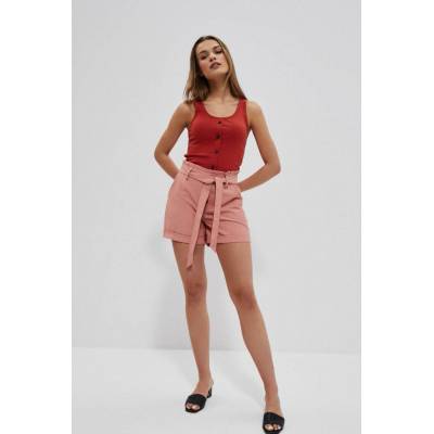 Moodo Simple shorts with tie biela tmavočervená ružová červená viacfarená