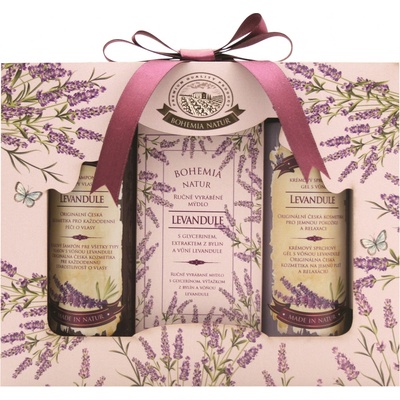 Bohemia Gifts & Cosmetics Natur Levandule sprchový gel 100 ml + mýdlo 100 g + šampon na vlasy 100 ml dárková sada