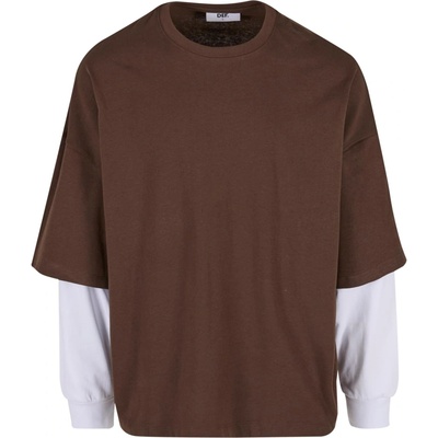 DEF DFLS029 pánské triko CHOCOLATE BROWN/BRIGHT WHITE