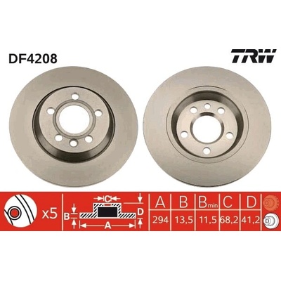 Brzdový kotúč TRW DF4208