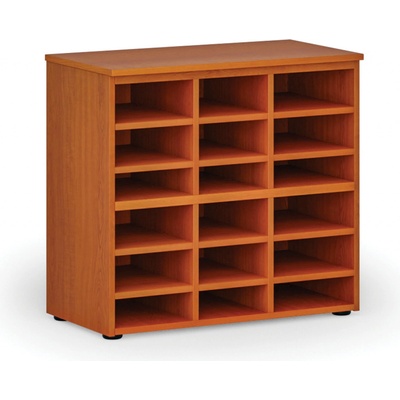 PRIMO Třídící regál WOOD, 800 x 420 x 740 mm, 18 přihrádek, třešeň
