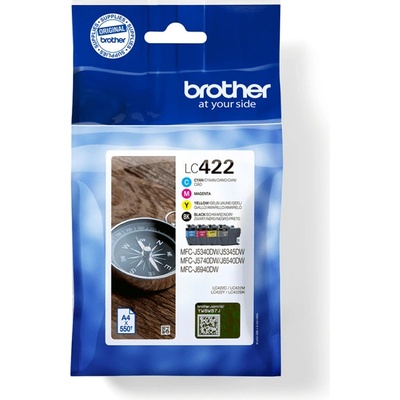 Brother Тонер, Brother, LC422VAL Value Pack, Черен, Жълт, Син, Магента (LC422VAL)