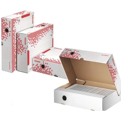 LEITZ Esselte Speedbox rýchlo-zložiteľná archivačná krabica 150 mm biela-červená