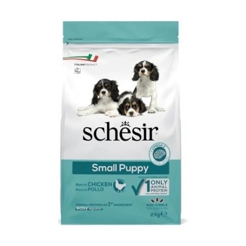 Schesir MIN Puppy Monoprotein - Пълноценна суха храна за подрастващи кучета от малки и мини породи с пилешко месо, 2 кг