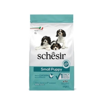 Schesir MIN Puppy Monoprotein - Пълноценна суха храна за подрастващи кучета от малки и мини породи с пилешко месо, 2 кг