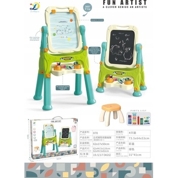 Detská obojstranná tabuľa na kreslenie so stoličkou 2v1 Inlea4Fun FUN ARTIST