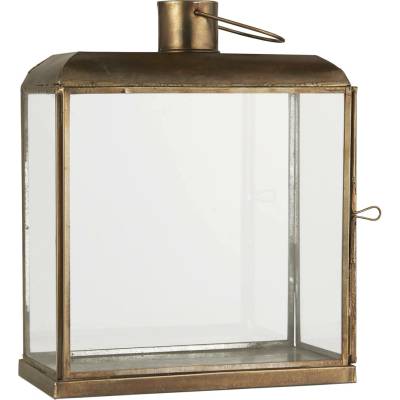 IB LAURSEN Lucerna Oblong Rounded Roof 28 cm, měděná barva, čirá barva, sklo, kov