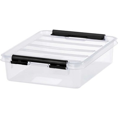 Smartstore Úložný box, plastový, 1 l, čierne úchytky, Classic 1 priehľadný