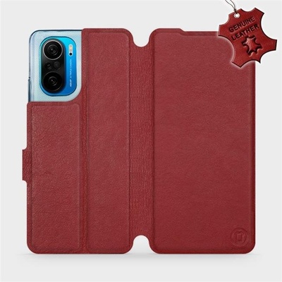 Pouzdro Mobiwear Luxusní kožené flip Xiaomi Poco F3 - Tmavě červené - L_DRS Dark Red Leather