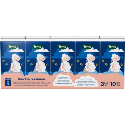 Tento Kids Ovečka hygienické vreckovky z čistej celulózy 3-vrstvové 10 x 10 ks