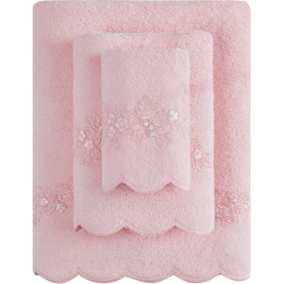 Soft Cotton ručník Silvia s krajkou 50 x 100 cm růžová