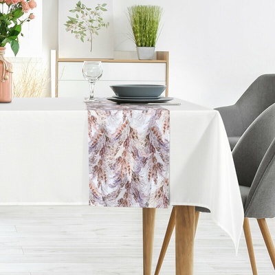 Takoy Sada ubrusu a běhounu bílo-světle fialová 140x260 cm ANITA 4 zdobená jemným vzorem pampové trávy-HF-458289 | 140 x 260 cm