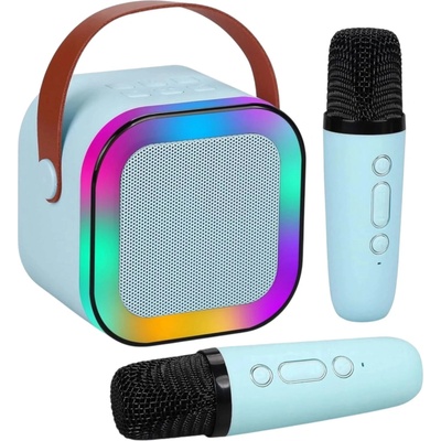 KIK KX3377 Karaoke Bluetooth reproduktor 6 W 2x bezdrátový mikrofon modrý – Zboží Dáma