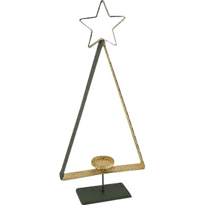 neuvedené Svietnik stromček na podstavci kovový 10,5 x 30,5 x 68 cm zlato-zelený
