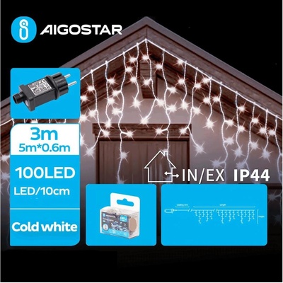 B.V. Aigostar LED Vonkajšia vianočná reťaz 100xLED/8 funkcií 8x0,6m IP44 studená biela AI1411