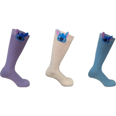 Character Дамски чорапи Character Womens Stitch Graphic 3 Pack Knee High Socks - Multi