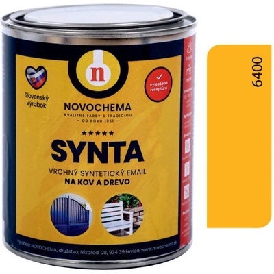 Novochema Synta vrchní syntetický email na kov a dřevo 5 kg 6400 Žlutá sytá