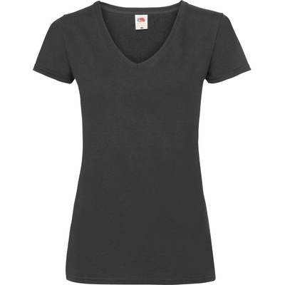 Fruit of the Loom Tričko Lady-Fit Valueweight V-Neck T s výstřihem do V krátký rukáv dámské COT-16139800200 Černá