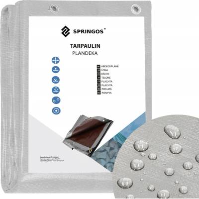 Springros krycí plachta s oky 4 x 7 m extra silná 210g PE stříbrná PROTECT GA2142-XG