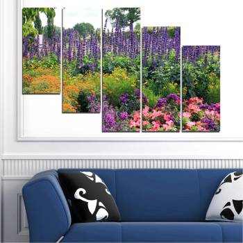 Vivid Home Картини пана Vivid Home от 5 части, Цветя, Канава, 160x100 см, 7-ма Форма №0506