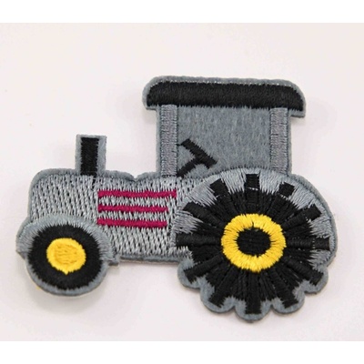 Nažehľovacia záplata - Traktor 4,5 cm x 5,5 cm - VIAC FAREBNÝCH VARIANT šedá