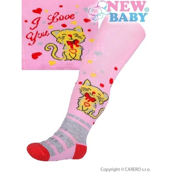 New Baby bavlněné punčocháčky 3xABS světle růžové s kočičkou