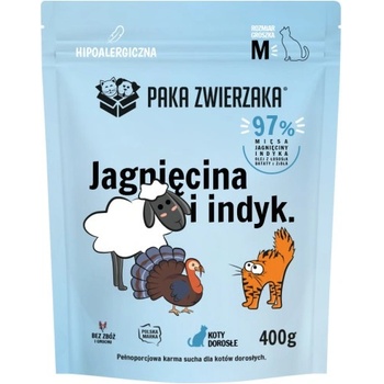 Paka Zwierzaka - Суха котешка храна Агнешко и пуешко ''M'' 400g