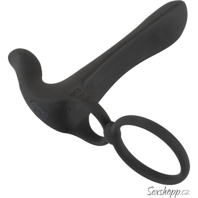 Black Velvets anální vibrátor s kroužkem na penis černý