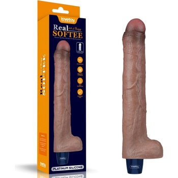 LoveToy Real Softee Vibrating Dildo 10.5" Brown